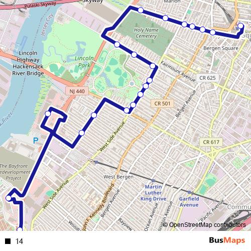 14 bus Line Map