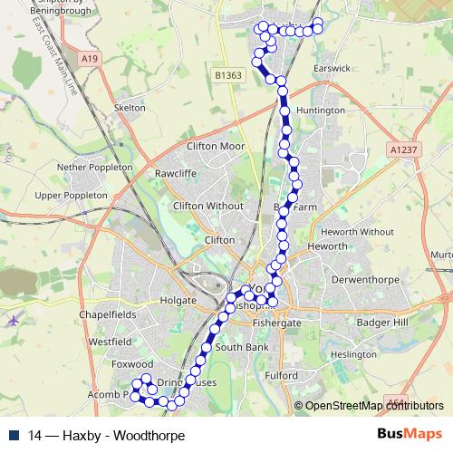 14 bus Line Map