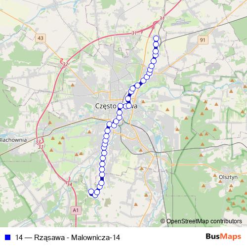 14 bus Line Map