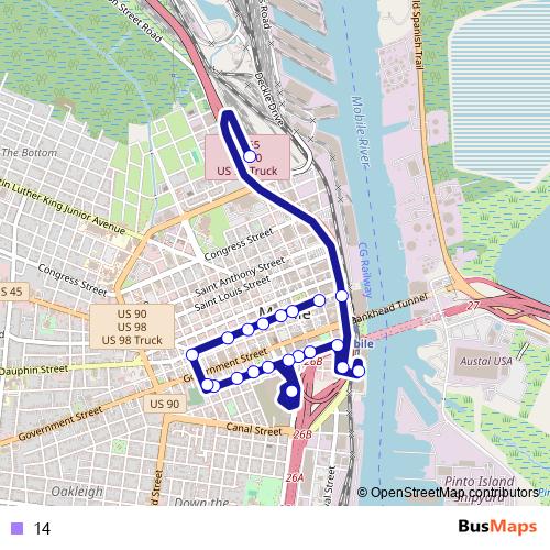 14 bus Line Map