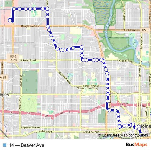 14 bus Line Map