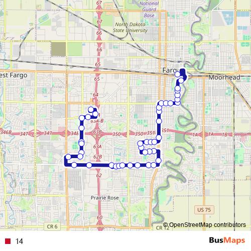 14 bus Line Map