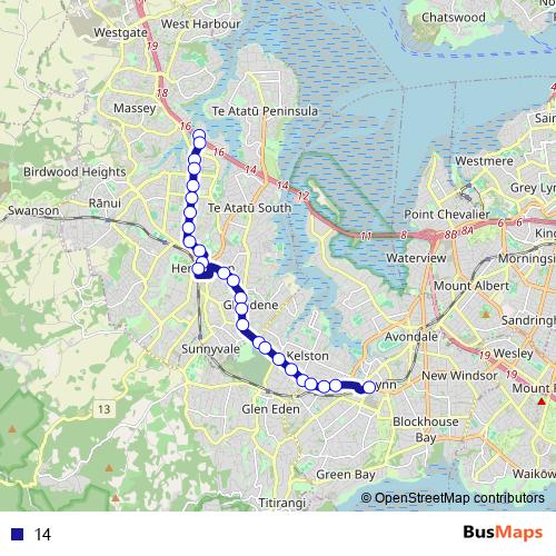 14 bus Line Map