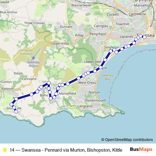 14 bus Line Map