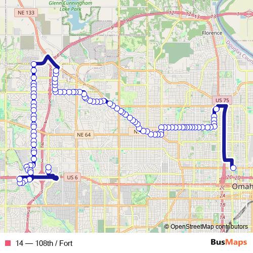 14 bus Line Map