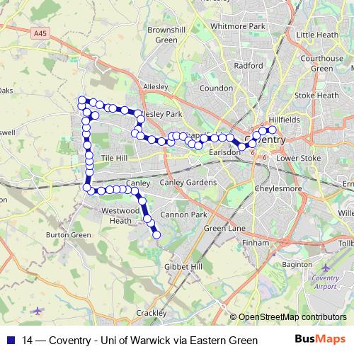 14 bus Line Map