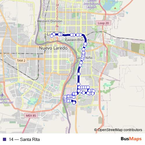 14 bus Line Map