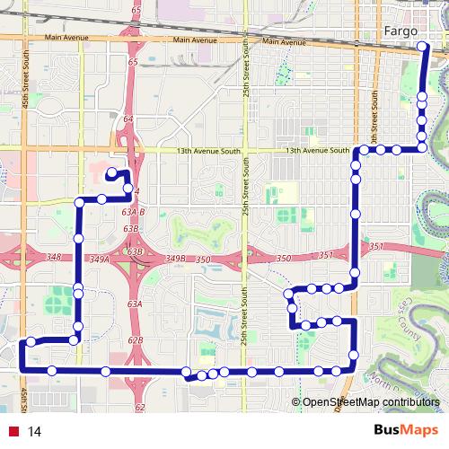14 bus Line Map
