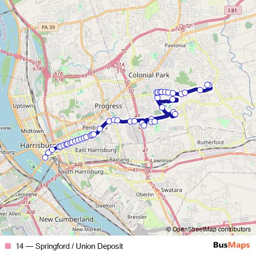 14 bus Line Map