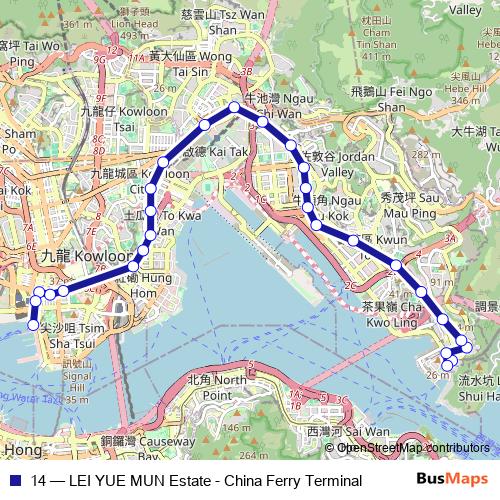 14 bus Line Map