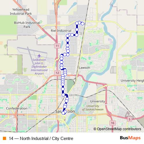 14 bus Line Map
