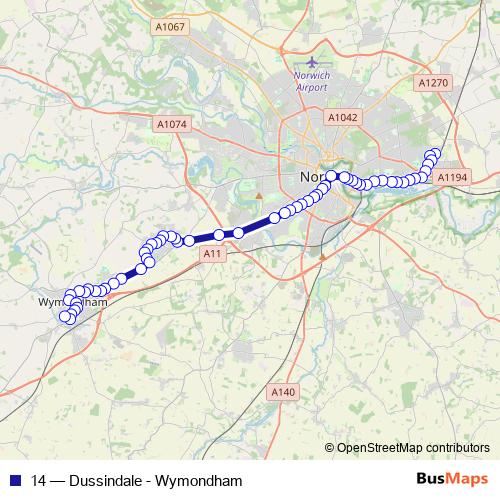 14 bus Line Map