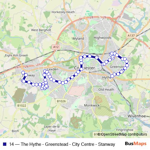 14 bus Line Map
