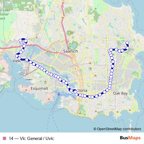 14 bus Line Map