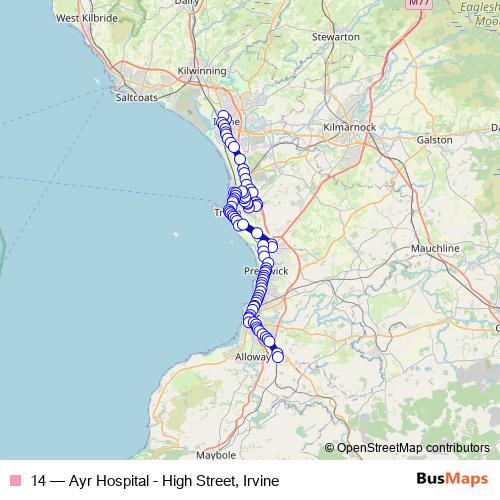 14 bus Line Map