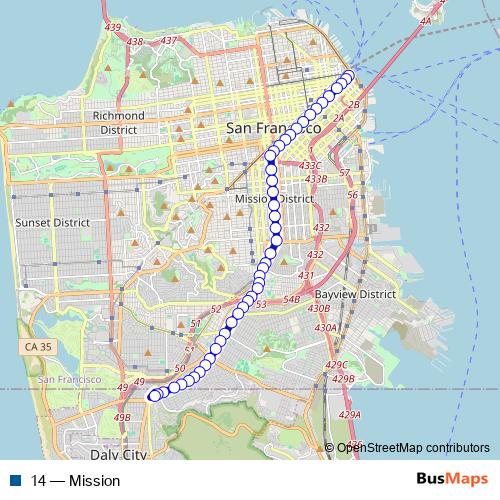14 bus Line Map