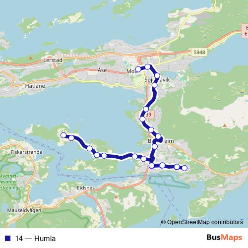 14 bus Line Map