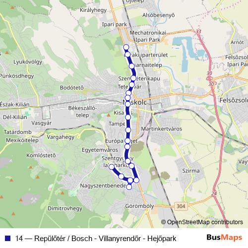 14 bus Line Map
