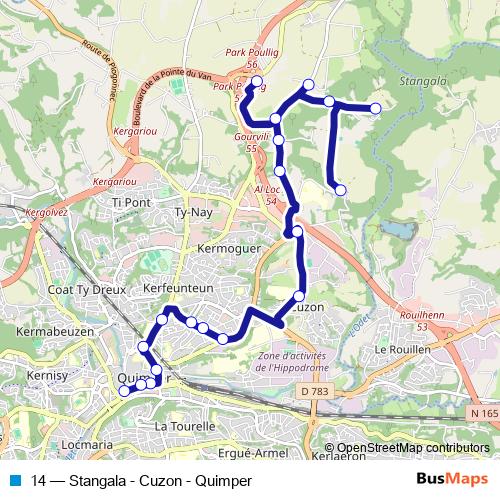 14 bus Line Map