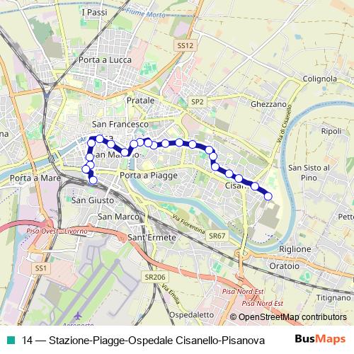 14 bus Line Map