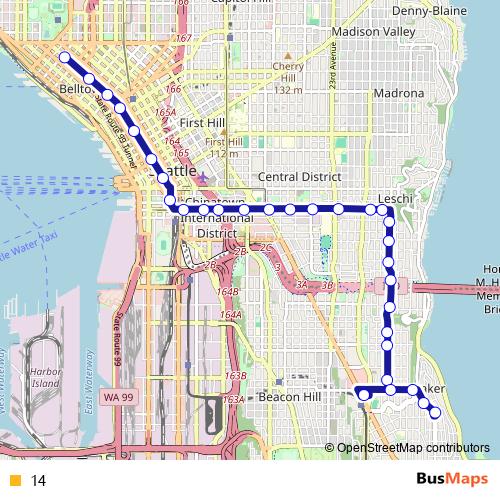 14 bus Line Map