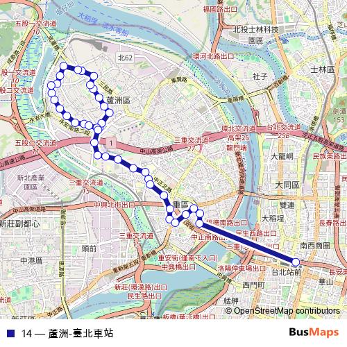 14 bus Line Map