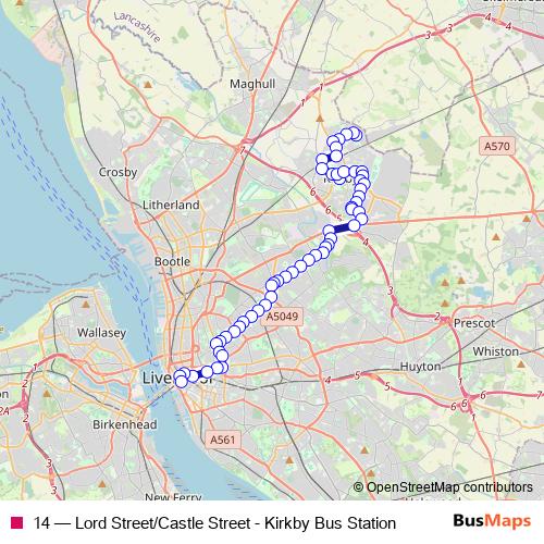 14 bus Line Map