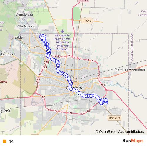 14 bus Line Map