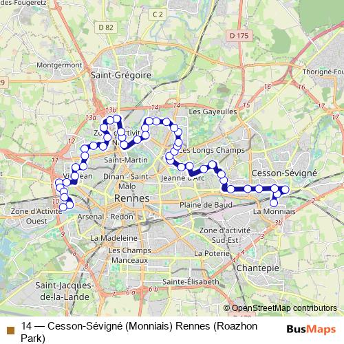 14 bus Line Map