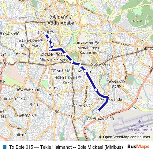 Tx Bole 015 bus Line Map