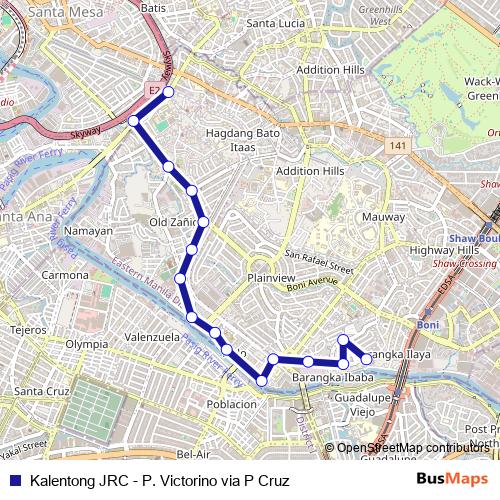 Kalentong JRC - P. Victorino via P Cruz bus Line Map