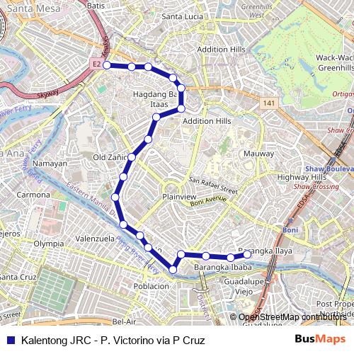 Kalentong JRC - P. Victorino via P Cruz bus Line Map