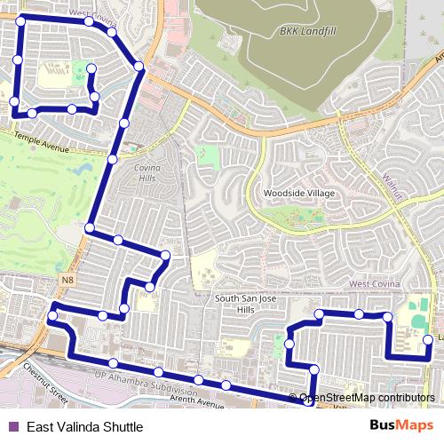 East Valinda Shuttle bus Line Map
