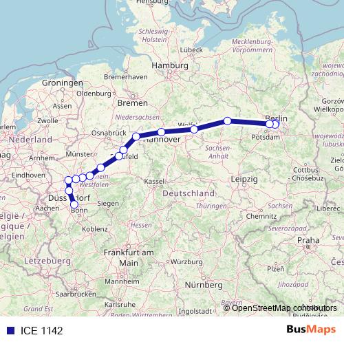 ICE 1142 rail Line Map