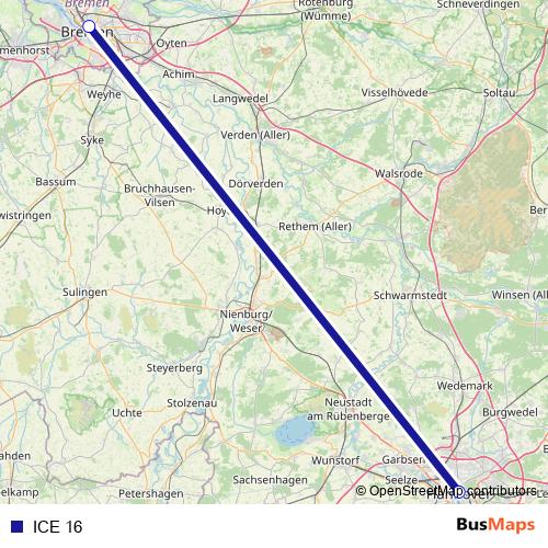 ICE 16 rail Line Map