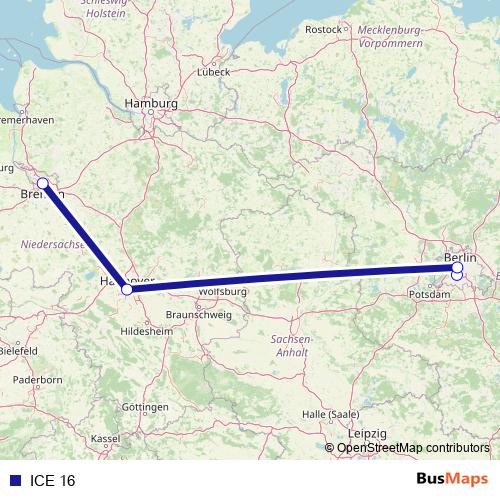 ICE 16 rail Line Map