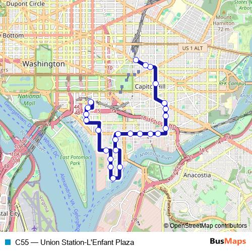 C55 bus Line Map