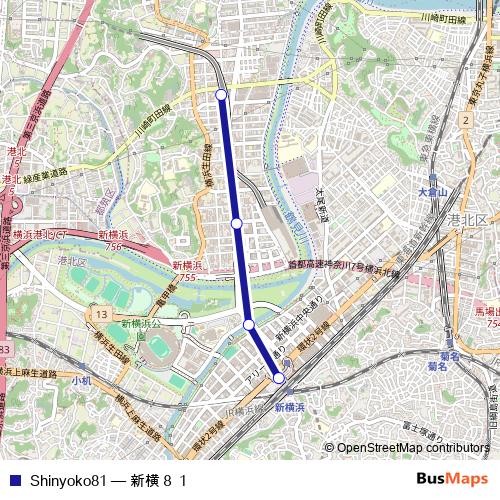 Shinyoko81 bus Line Map