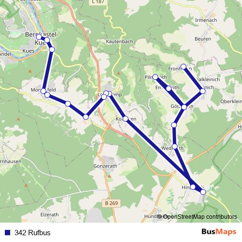 342 Rufbus bus Line Map