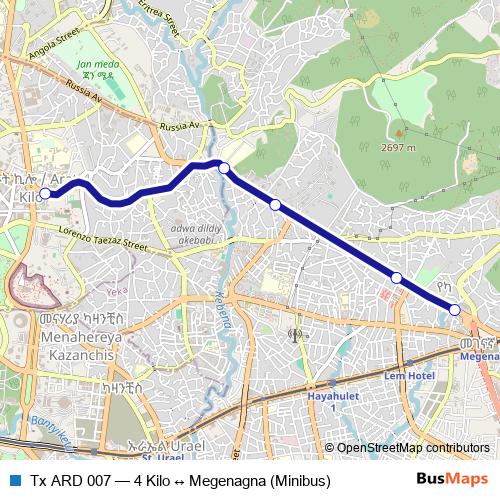 Tx ARD 007 bus Line Map