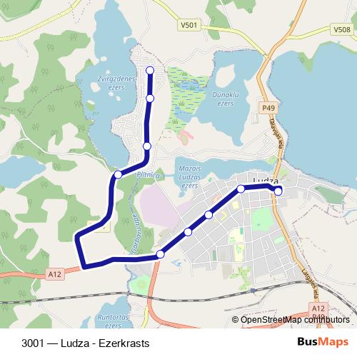 3001 bus Line Map