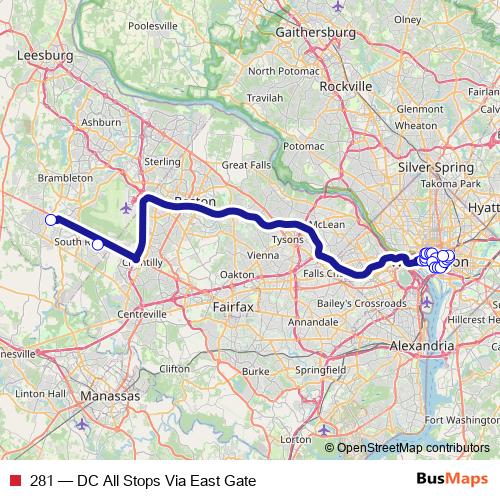 281 bus Line Map