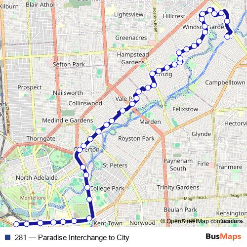 281 bus Line Map