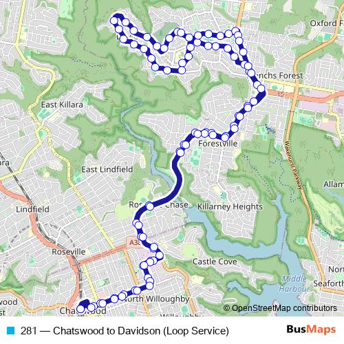 281 bus Line Map