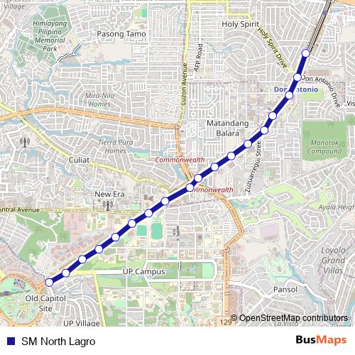 SM North Lagro bus Line Map