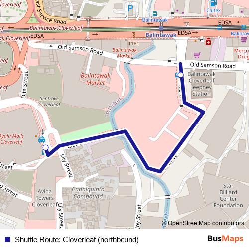 Shuttle Route: Cloverleaf (northbound) bus Line Map