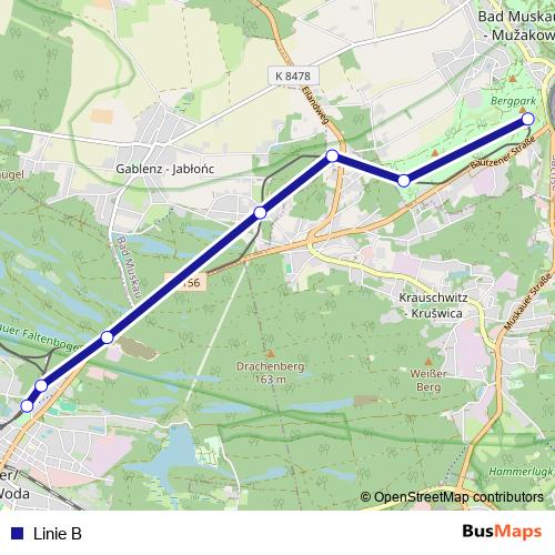Linie B rail Line Map