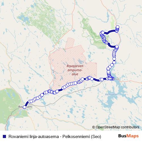 Rovaniemi linja-autoasema - Pelkosenniemi (Seo) bus Line Map