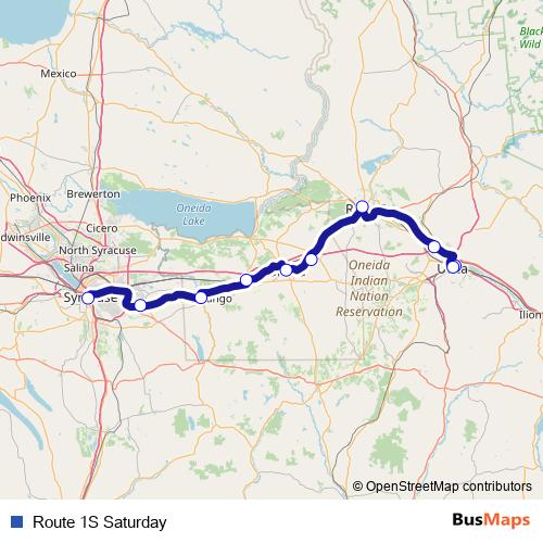 Route 1S Saturday bus Line Map