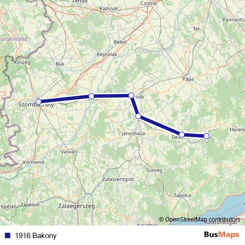 1916 Bakony rail Line Map